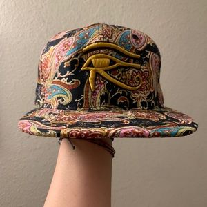 Paisley Patterned Hat with Gold Accent